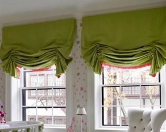 Item 65:  (2) Green Window Valances: $225 for pair