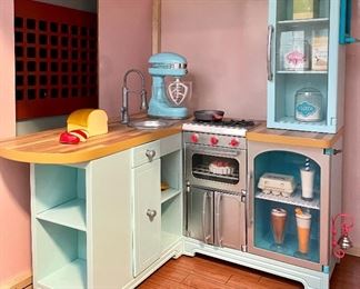 Item 164:  American Girl Kitchen Set with Mixer, Food in Fridge and Cabinet, etc.: $95