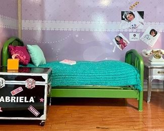 Item 72:  America Girl "Gabriela" Bedroom Set with Trunk, Bed, Table, Phone and Bedding: $95