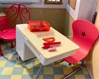 detail - student desk with misc. supplies