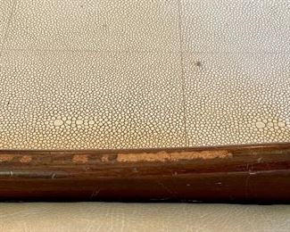 detail- please note scrapes to finish on the wood rim of the tray