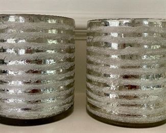 Item 93:  (2) Crate & Barrel Glass Votives - 4.5" x 5":  $16