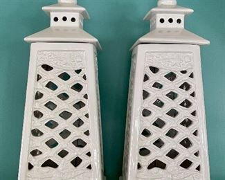 Item 97:  (2) Pierced Covered Lanterns - 16": $48 for pair