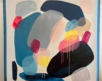 Item 109:  Abstract with Blue Frame - 30"l x 2"w x 30"h:  $48