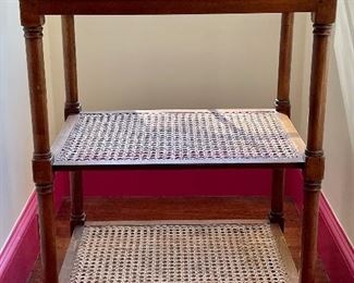 Item 114:  Caned Side Table with Wood Top: $65