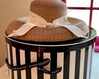 Item 117:  Peter Beaton Nantucket Wide Brim Sconset Bow Straw HAT & Box: $135