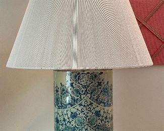 Item 119:  John Derian Paper Under Hand Blown Glass Cylinder Lamp - 27":  $385