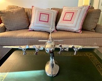 Item 128:  Decor - B-19 Bomber Airplane in Polished Silvertone - 9": $48