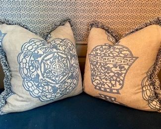 Item 139:  (2) Down Pillows with Fringe - 19" x 19":  $45/ea