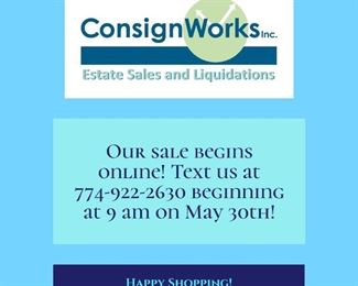 If you see something you wish to purchase, just text us beginning at 9 am on May 30th! To make an appointment to come in to the home just go to the detail section and click a link!