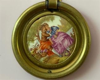 7-Drawer Bureau with High-Gloss Lavender Finish and Glass Top. Round drawer pulls feature Victorian backplate. Photo 2 of 2.