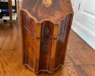 Antique George III- Period Flame Mahogany Knife Box. Circa 1785. Photo 1 of 2