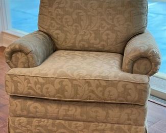 Smithe Craft Club Chair with neutral damask upholstery. Photo 1 of 3