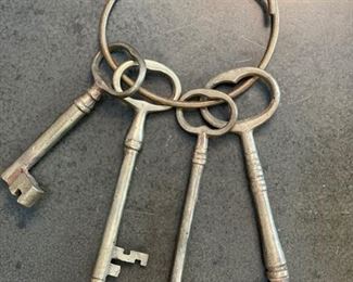 Antique Skeleton Keys on Metal Ring.