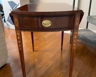 Vintage Councill Furniture Inlaid Mahogany Drop-Leaf Pembroke Side Table. Measures 38"W fully extended. Photo 1 of 2