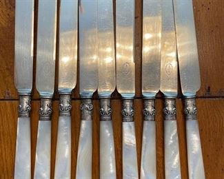 Set of 12 Orr & Lockett Knives with Mother of Pearl Handles. Howe & Co. Four have been repaired. Photo 1 of 3