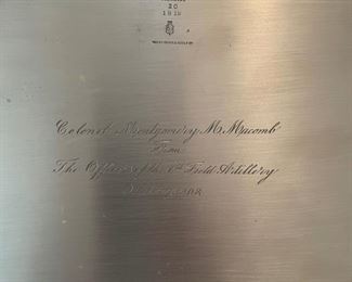 Bailey, Banks & Biddle 18" Sterling Silver Platter engraved for Colonel Montgomery Meigs Macomb by The Officers of The 6th Field Artillery, October 7, 1908 . Photo 2 of 2