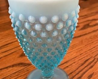 Fenton Opalescent Blue Hob Nob Water Goblet.