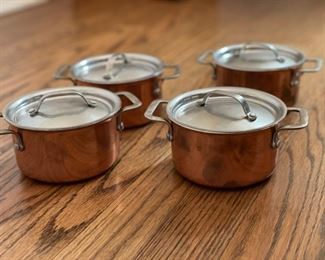 Set of 4 Williams Sonoma Mini Copper Cocottes. Photo 1 of 2