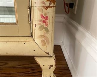 Antique Victorian Three-Shelf Display Cabinet with mirrored interior. Measures 58"H x 14"D x 33"W. Photo 3 of 4