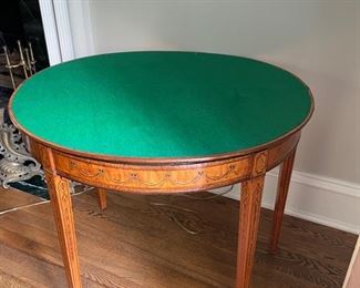Antique George III Satinwood Demilune Game Table from the estate of the Duke of Westminister. Circa 1830. Photo 2 of 3