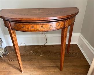Antique George III Satinwood Demilune Game Table from the estate of the Duke of Westminister. Circa 1830. Photo 1 of 3