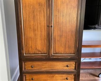 Crate & Barrel Armoire. Measures 73"H x 41"W x 23"D. Matching Side Tables available, too.