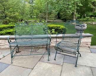 Woodard Briarwood Glider Loveseat & Coil Spring Arm Chair.