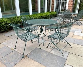 Vintage Woodward Briarwood Dining Set with 4 Barrel Back Chairs -- 2 Chairs are Coil Spring Arm Chairs. Photo 1 of 2