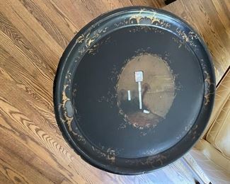 Paper Mache Tea/Tray Table. Measures 25"D x 25.5"H. Photo 2 of 2