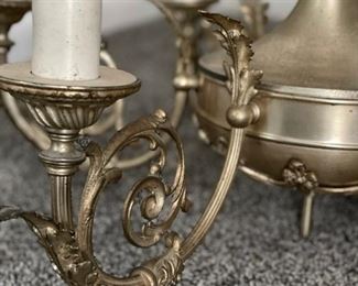 Antique Silver 6-Arm Chandelier. Measures 40"H. Photo 2 of 3