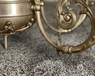 Antique Silver 6-Arm Chandelier. Measures 40"H. Photo 3 of 3