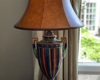 John Richard Majolica-Style Table Lamp. Measures 33"H. Photo 1 of 3