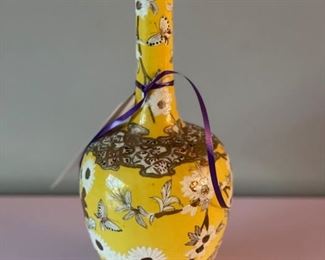 Yellow Chinoiserie Vase. American Made.