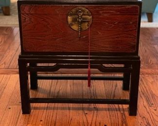 Asian Writing Box on Stand. Measures 23"W x 12"D by 24"H.
