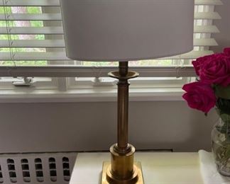 Pair of Crate & Barrel Brass Table Lamps. One shown.