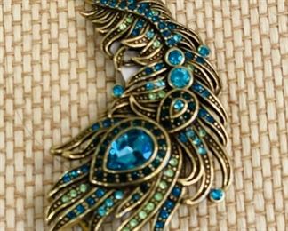 Vintage Heidi Daus Peacock Feather Pin.