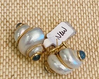 14K Gold Trim Mother of Pearl Earrings.