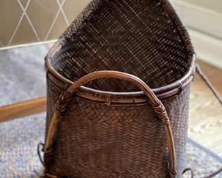 Vintage Handwoven Rattan Backpack.