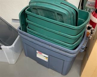 Assorted Plastic Storage Bins.