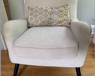 West Elm Book Nook Armchair. Upholstered in Luxe Boucle in Angora Beige. 2 Available.