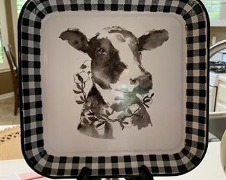 $32- Elsie the Cow metal platter 