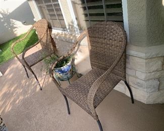 $85- each - two available - Pair of woven patio chairs