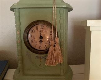 $32- Green country style rustic clock with tassel 