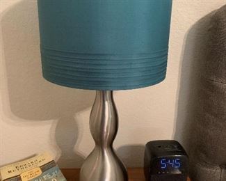 $52- ( two available ) Chrome lamp with teal shade 