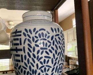 $38- Blue and White Asian  Ginger jar