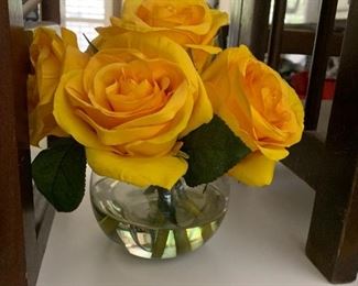 $22- Artificial  yellow rose arrangement 