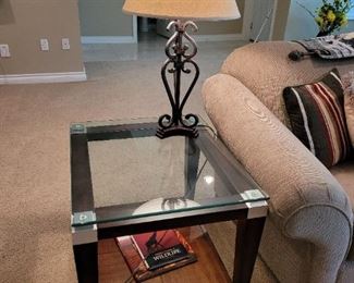 $ 90, Glass and wood end table
