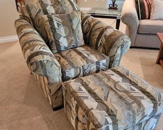 $250, La-Z-Boy Chair w/ Ottoman, 44" x 37" x 37". and 27" x 22.5" x 16"