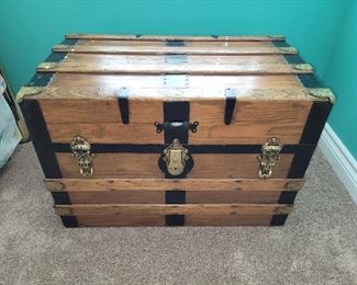 $300, Antique Restored Wooden Trunk. 30" x 18" x 21"